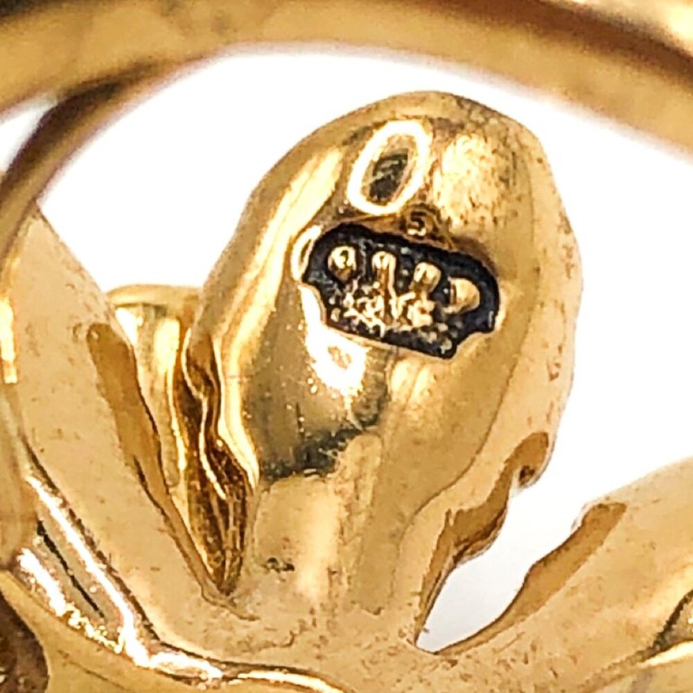 Vintage Juicy Couture Red Enamel Flower Ring Gold Tone Rhinestone Center 7.5 - Picture 6 of 12